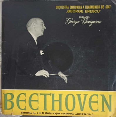 Disc vinil, LP. Simfonia Nr. 4 in Si Bemol Major. Uvertura &amp;quot;Leonora&amp;quot;-Beethoven, Orchestra Simfonica A Filarmonic foto