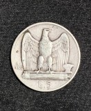 Moneda 5 lire 1927 Italia argint