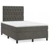 Cumpara ieftin Pat box spring cu saltea, gri inchis, 120x200 cm, catifea