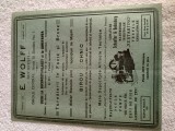 Reclama veche societate comerciala ,, E. WOLF ARTICOLE TEHNICE Bucuresti ,1935,