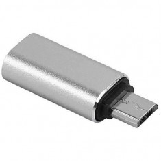 Adaptor Universal Type-C la Micro USB - Iberry Argintiu foto