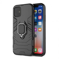 Husa telefon Plastic Apple iPhone 12 6.1 antishock Rugged Sergeant Armor Ring black