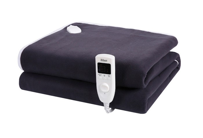 Patura ZLN-4113, Bleumarin cu incalzire electrica Soft Polar Fleece, Negru 150X80 cm, 60 W, Temporizator 1-10 ore, ZILAN