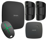 KIT alarma AJAX - Centrala, 2 senzori miscare, senzor fum si telecomanda, Wireless