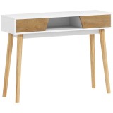 HOMCOM Consolă de intrare cu 2 sertare, compartiment și picioare din lemn pentru hol, intrare, living, alb | Aosom Romania