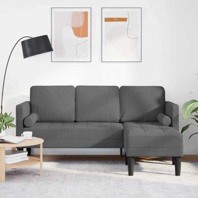 vidaXL Canapea formă L, 3 locuri, gri &amp;icirc;nchis, 160 cm, textil foto