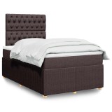 vidaXL Pat box spring cu saltea, maro &icirc;nchis, 120x200 cm, textil