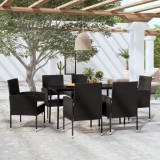 Cumpara ieftin Set de servit masa pentru grădină, 7 piese, negru