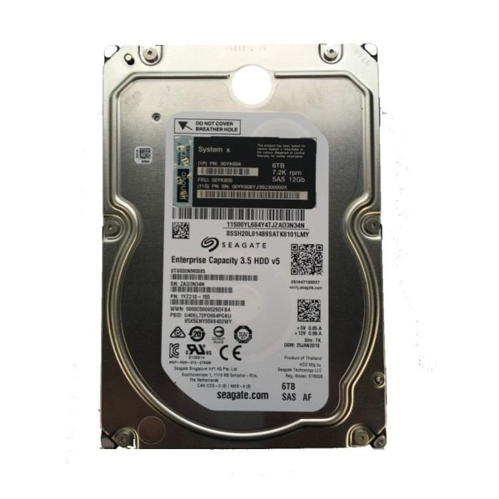 Hard Disk Server 6TB 7.2k RPM SAS 12Gbps 256MB Cache 512n - Seagate ST6000NM0095
