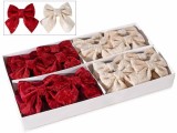 Set 32 Fundite brad Craciun catifea rosie ivoire cm 8 x 9 H