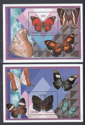Guyana - FLUTURI - 2 Blocuri - MNH foto