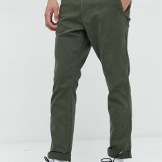 Superdry pantaloni barbati, culoarea verde, cu fason chinos