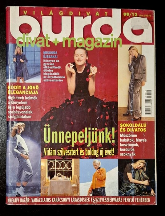 Revista BURDA DIVAT+MAGAZIN * LIMBA MAGHIARA* CU TIPARE NEFOLOSITE - decembrie 1999