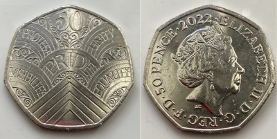 MAREA BRITANIE █ MONEDE COMEMORATIV █ 50 Pence █ 2022 █ PRIDE █ UNC foto