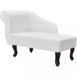 Sezlong Alb Piele Ecologica, Cadru Lemn, 104x51x69.5 cm