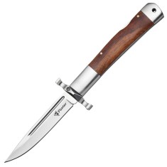 Cutit pliabil de buzunar tactic si militar Foxter, 23 cm, otel si lemn, sistem eficient Back Lock
