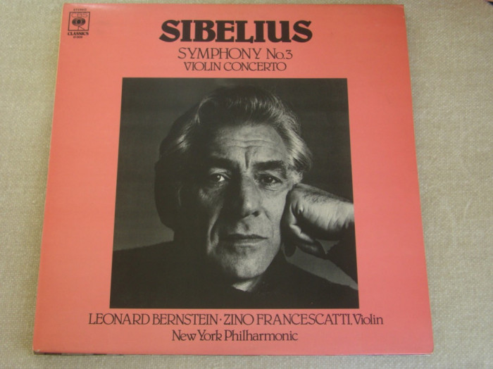 SIBELIUS - Simfonia Nr. 3 / Concert de Vioara - Leonard Bernstein - Vinil LP CBS