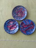 Lot de 3 farfurioare decorative din ceramica, tematica marina