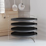 VidaXL Tăvi pentru pizza, 4 buc., cu suport, &Oslash; 28 cm, oțel