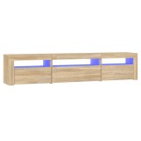 Cumpara ieftin Comoda TV cu lumini LED, stejar sonoma, 195x35x40 cm