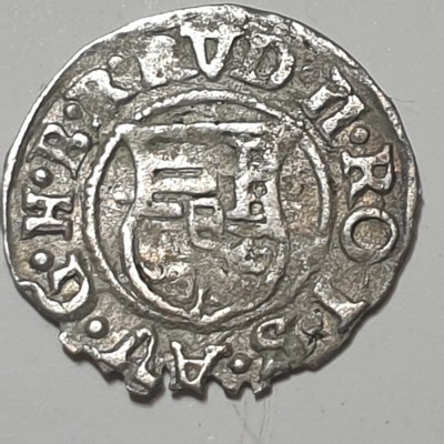 Ungaria 1 denar 1589 KB argint Rudolf ll foto