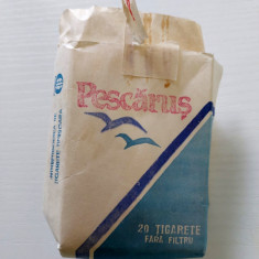 Ambalaj pachet tigari Pescarus, din 1975 (fara tigarete), vintage, colectie