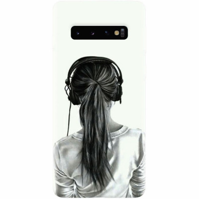 Husa silicon pentru Samsung Galaxy S10 Plus, Girl With Headphone foto