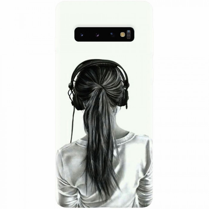 Husa silicon pentru Samsung Galaxy S10 Plus, Girl With Headphone