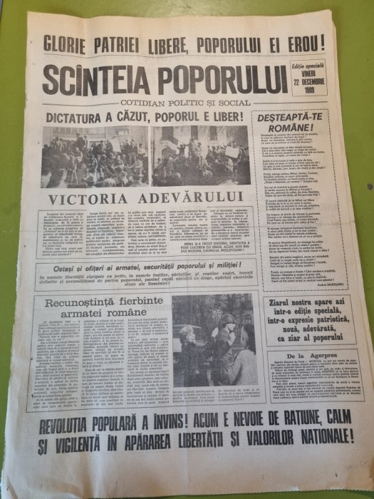 scanteia poporului 22 decembrie 1989 - primul ziar al revolutiei romane