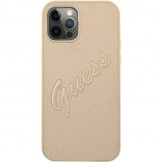 Husa Capac Spate Saffiano Vintage Script Auriu APPLE Iphone 12 Pro Max foto