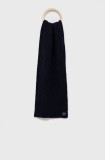 Superdry Eșarfă din amestec de l&acirc;nă culoarea albastru marin, material neted