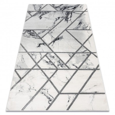 Exclusiv EMERALD covor 0085 glamour, stilat, marmură, geometric alb / argint , 140x190 cm foto