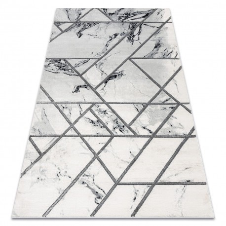 Exclusiv EMERALD covor 0085 glamour, stilat, marmură, geometric alb / argint , 140x190 cm