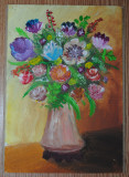 Tablou original, ulei pe panza (canvas) - Flori pe masă, Altul