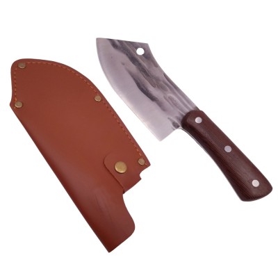 Cutit tip satar DEPOX&amp;reg;, lucrat manual, Japan Buredo, 25.5 cm, otel inoxidabil, 220 g, maro, teaca piele inclusa foto