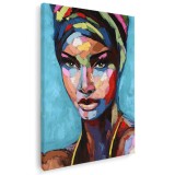 Tablou canvas portret femeie africana pictura multicolor 1012 Tablou canvas pe panza CU RAMA 30x40 cm