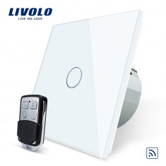 Intrerupator LIVOLO simplu wireless cu touch si telecomanda inclusa, Alb foto