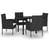 Cumpara ieftin Set de servit masa pentru gradina, 5 piese, negru