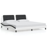 Cumpara ieftin Cadru de pat fara saltea Zadar alb si negru 200x200cm piele artificiala