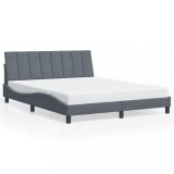 Cadru de pat fara saltea, Hanko, gri inchis, 160x200 cm, catifea