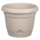Ghiveci Flori Plastic, Crem, Diametru 18x15cm, Capacitate 2.2L, Farfurie Incorporată, Sistem Drenare, Oem