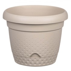 Ghiveci Flori Plastic, Crem, Diametru 18x15cm, Capacitate 2.2L, Farfurie Incorporată, Sistem Drenare