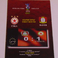 Program meci fotbal TSKA SOFIA - BAYER 04 LEVERKUSEN (UEFA CUP 29.09.2005)