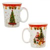 Set Cani Craciun Vintage, Mos Craciun Brad, New Bone, Capacitate 310ml, 2 Bucati, Multicolor, Oem