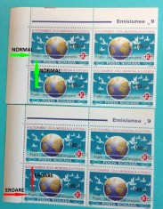 TIMBRE ROM&Acirc;NIA LP1357/1994 Ziua Mondială a Poștei supratipar bl.4 EROARE MNH
