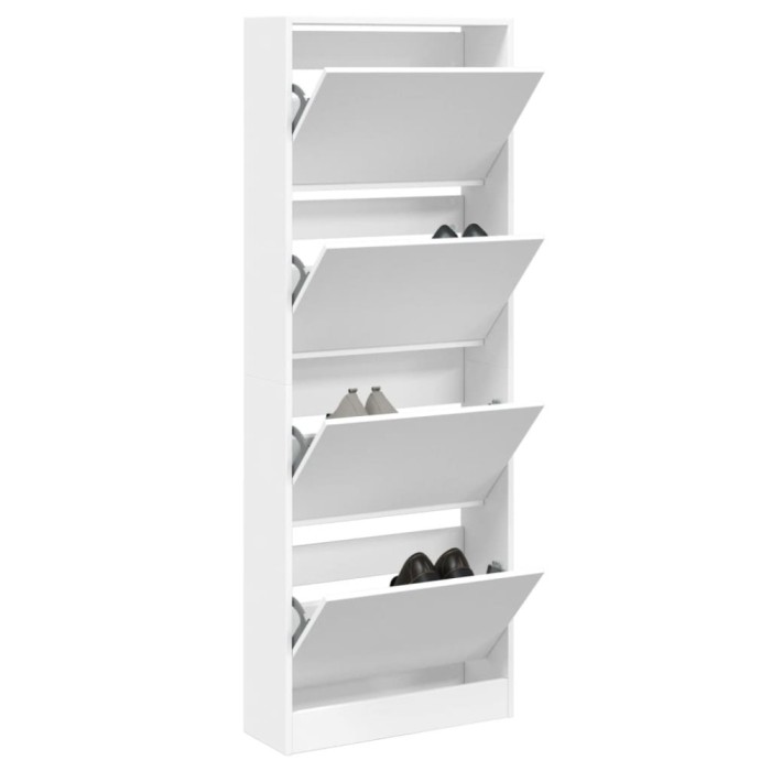 Gossi pantofar, alb, 60x21x163,5 cm, lemn compozit
