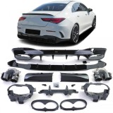 Difuzor sportiv spate cu tevi de esapament negre, potrivit pentru Mercedes CLA C118 X118 Performance AutoTuning