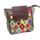 Geanta Dama Piele Naturala Made in Italy Multicolora 28x25x9 cm - Design Italian, Compartimentata, Confortabila, Stilata