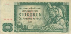 CEHOSLOVACIA 100 korun 1961 VF/VF+!!!