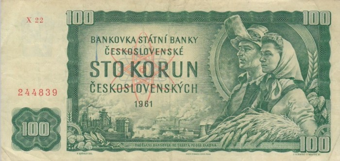 CEHOSLOVACIA 100 korun 1961 VF/VF+!!!